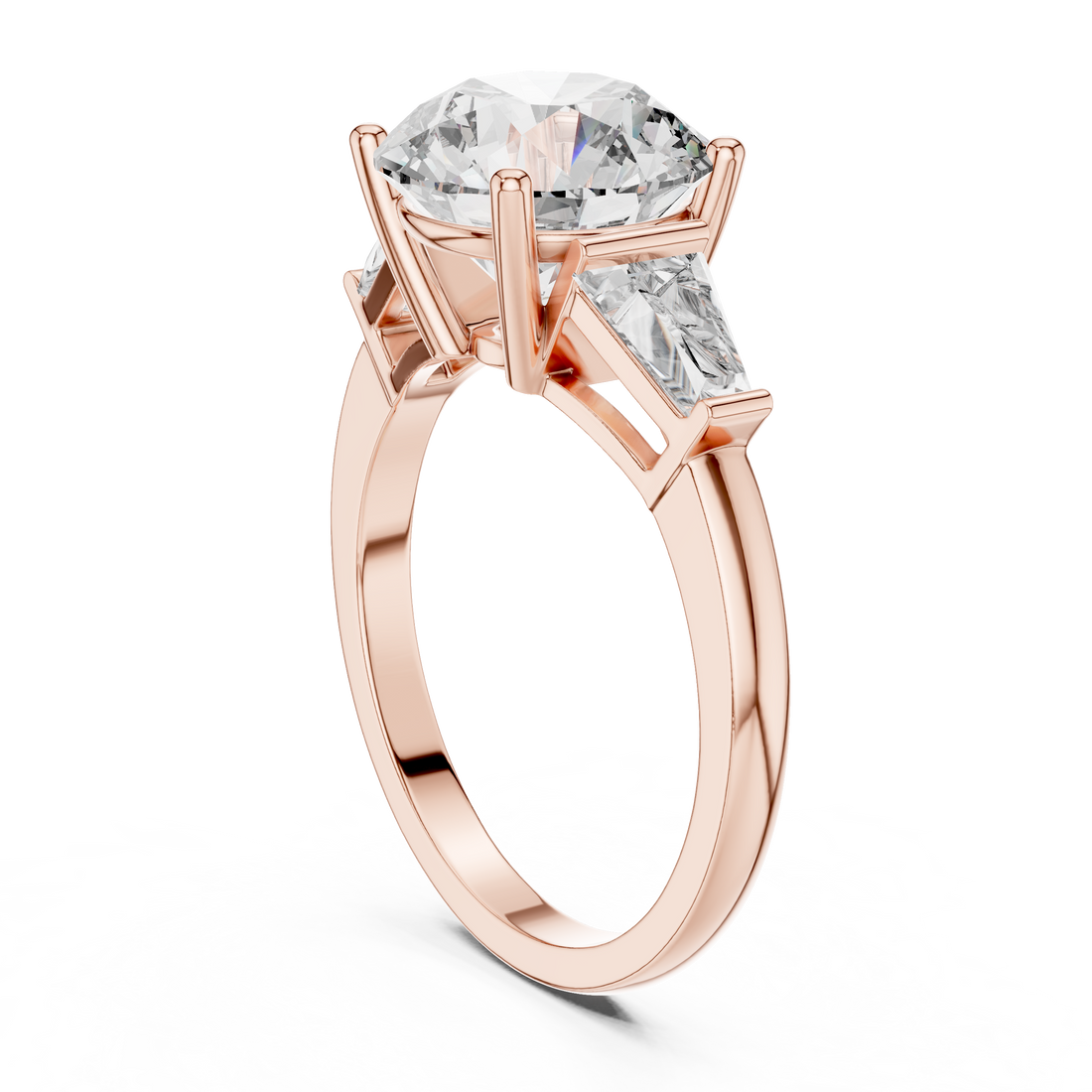 LR-0048 - Three Stone Round Ring - White Gold