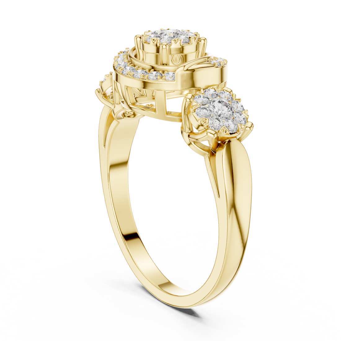 19#120022L - Fashion Round Ring - White Gold