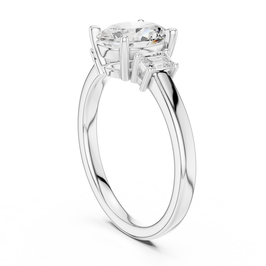DDLR-869 - Three Stone Oval Ring - White Gold