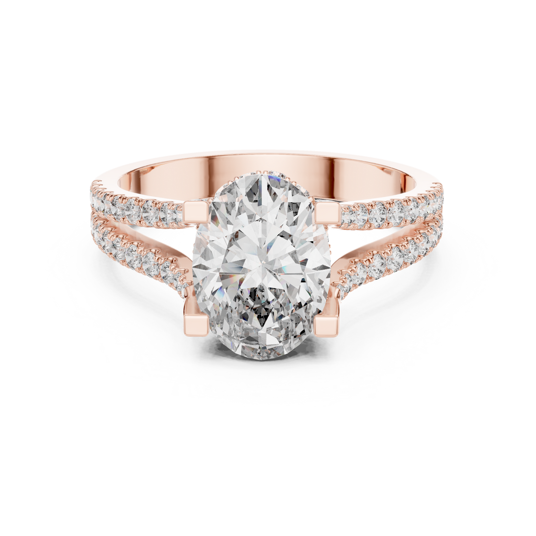 Split Shank Ring - Oval | DDLR-183 - Rose Gold