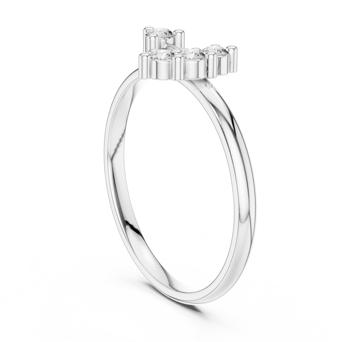 1 (455) - Fashion Round Ring - White Gold