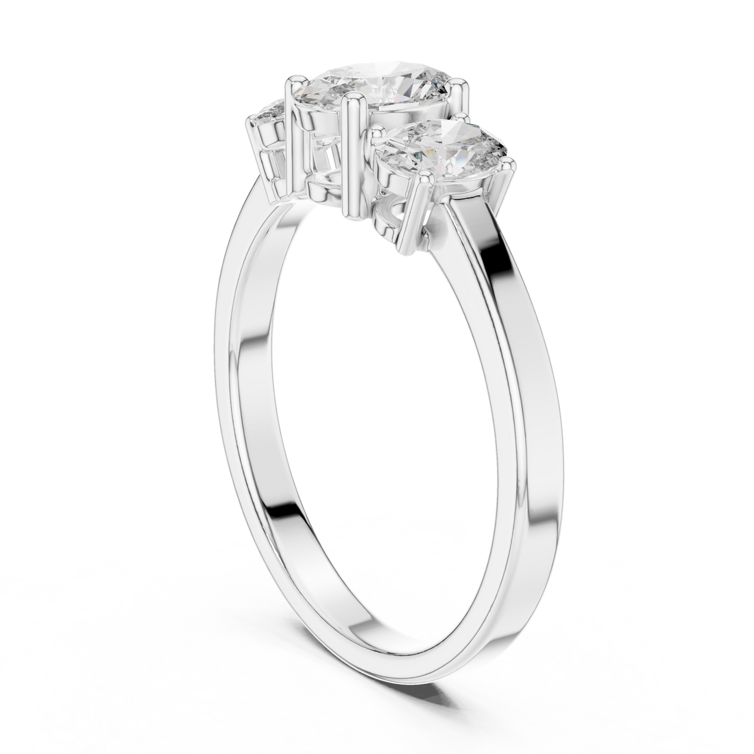 ALR-29 - Three Stone Oval Ring - White Gold