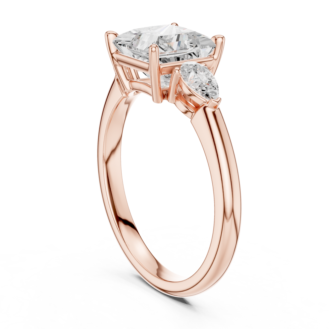 DDLR-035-PR - Three Stone Princess Ring - White Gold