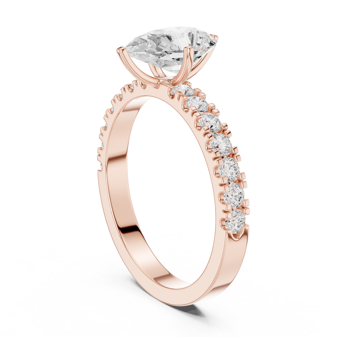 DDLR-1082 - Solitaire Pear Ring - White Gold