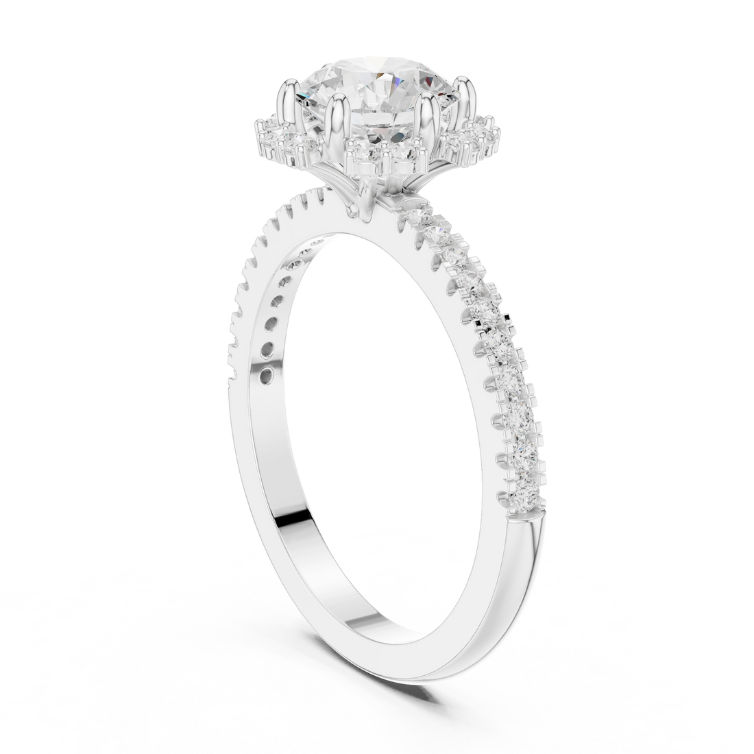 DDLR-324 - Halo Round Ring - White Gold