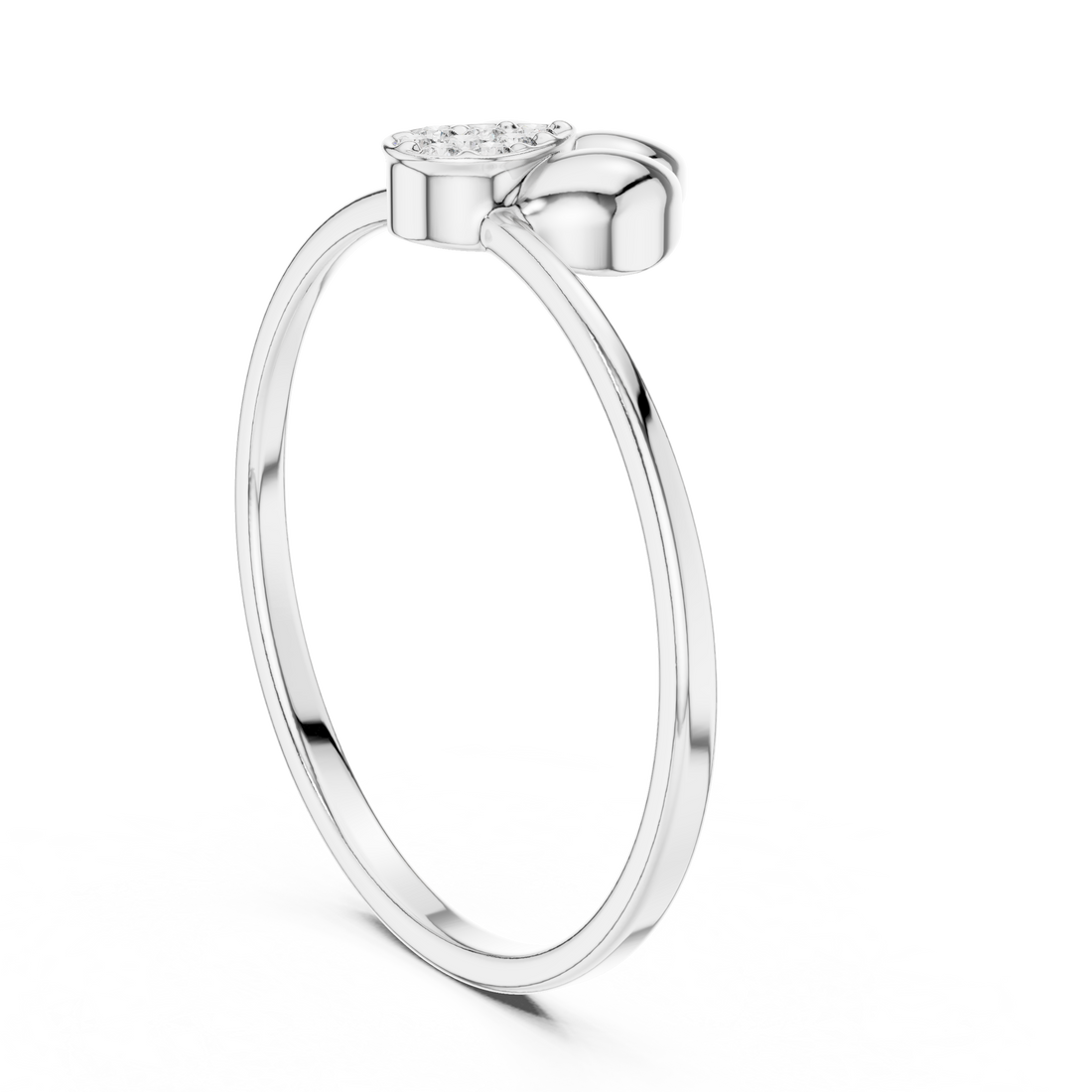 1 (170) - Fashion Round Ring - White Gold