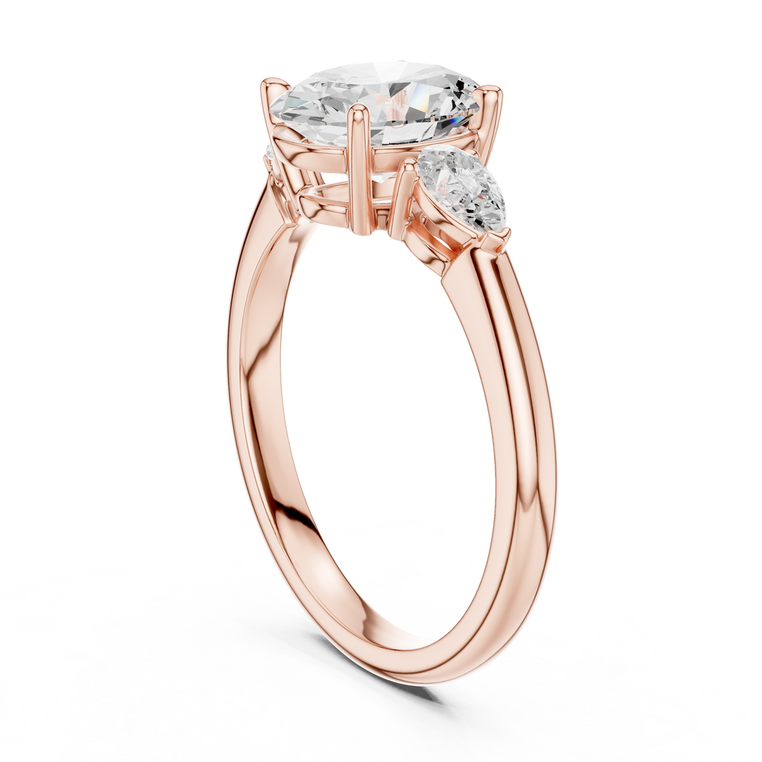 DDLR-035-OV - Three Stone Oval Ring - White Gold