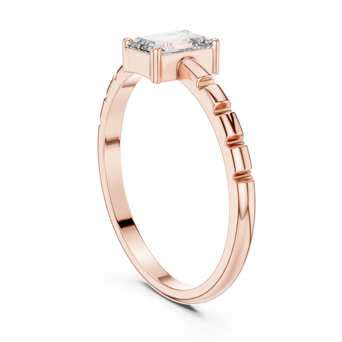 ALR-171 - Solitaire Emerald Ring - White Gold