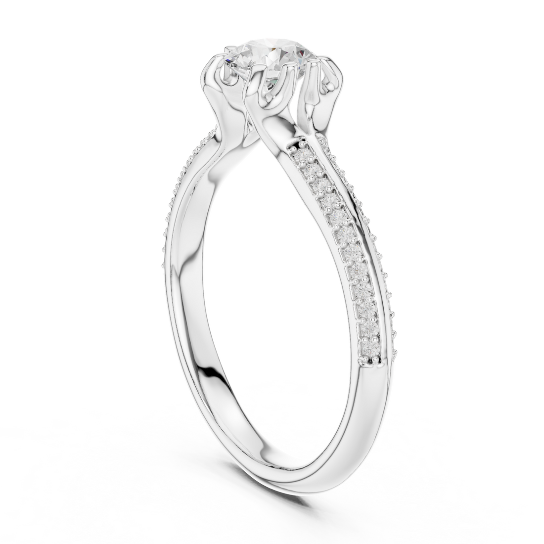 LR-0331 - Solitaire Round Ring - White Gold
