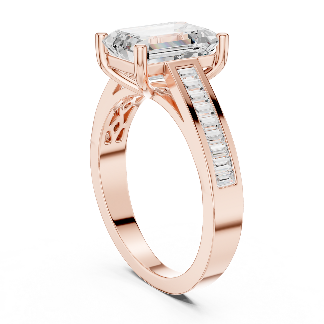 DDLR-357 - Solitaire Emerald Ring - White Gold