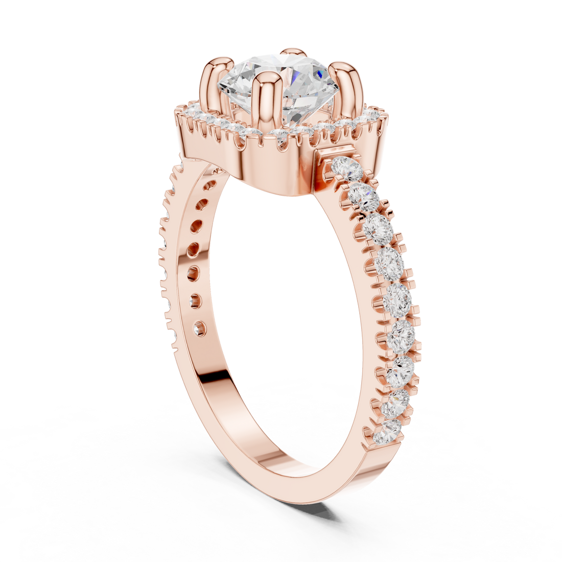 DDLR-314 - Halo Round Ring - White Gold