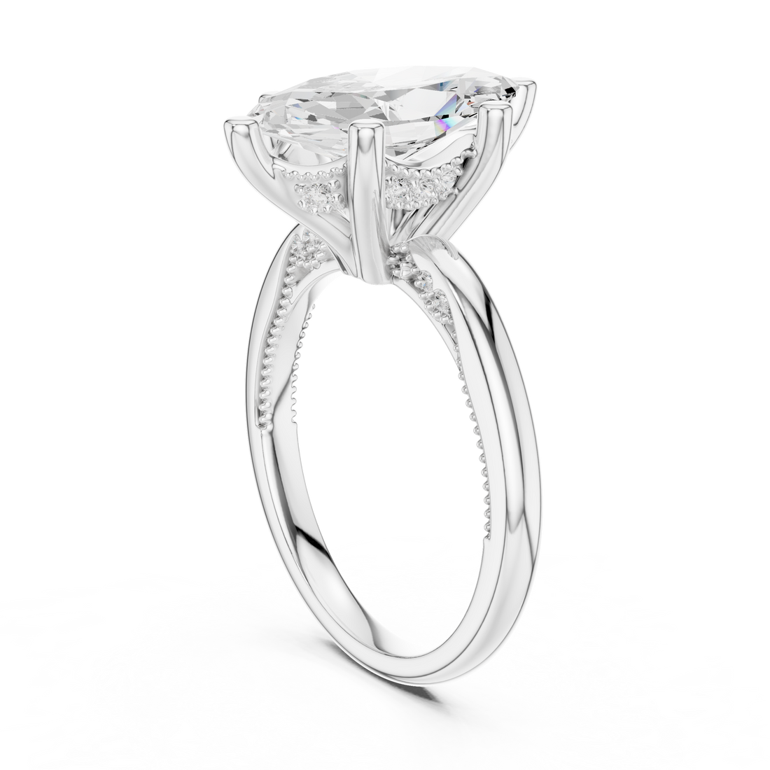 DDLR-175 - MQ - Solitaire Marquise Ring - White Gold