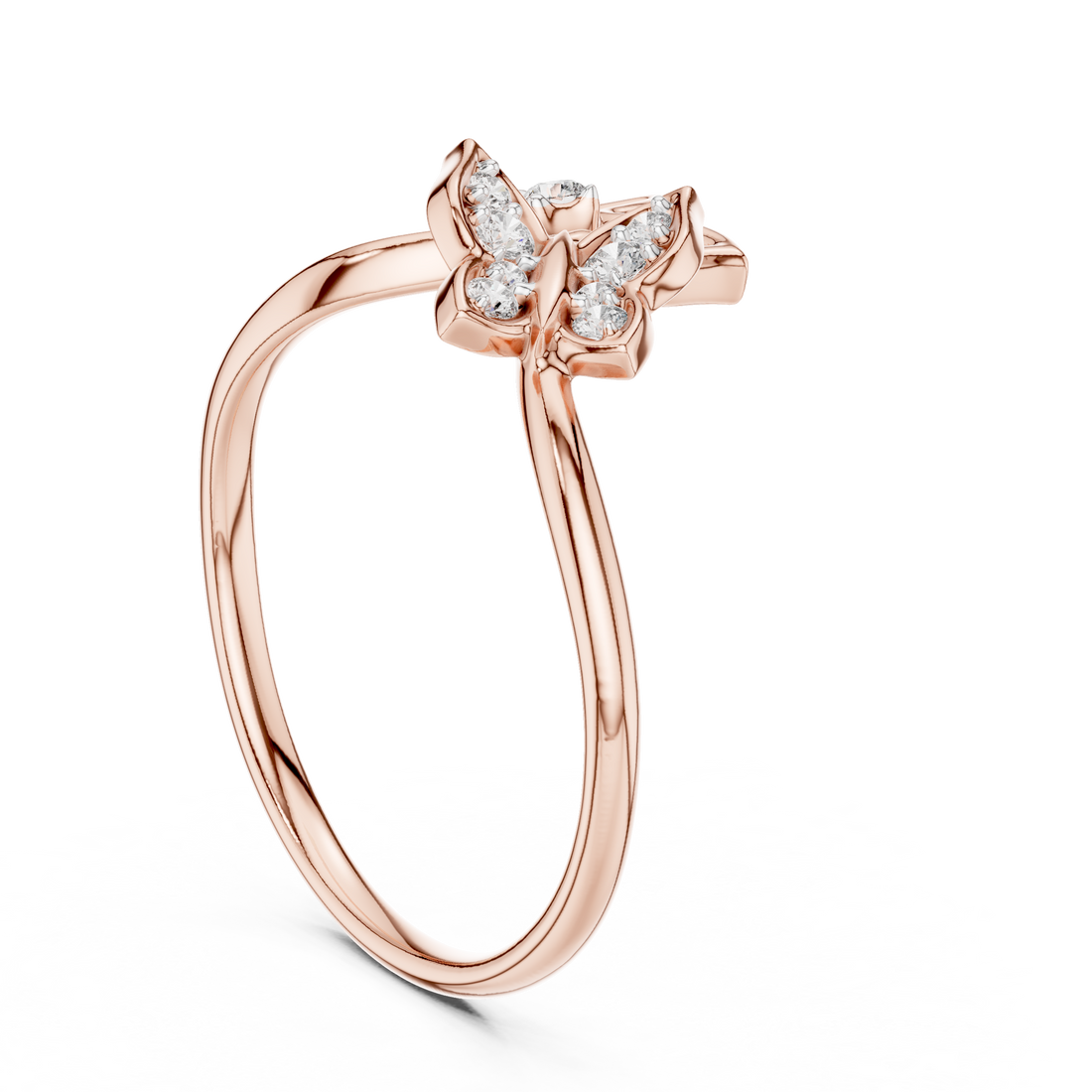 12#10048@L - Fashion Round Ring - White Gold