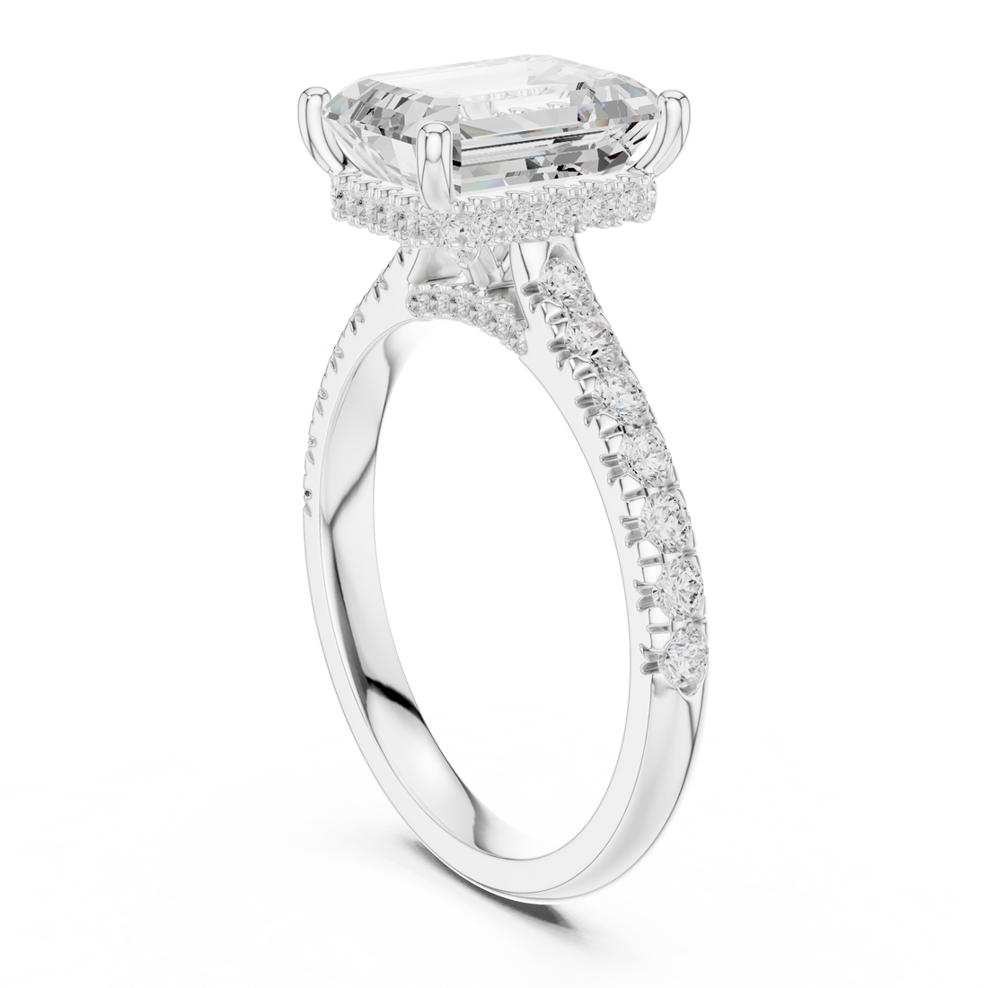 DDLR-258-EM - Solitaire Emerald Ring - White Gold