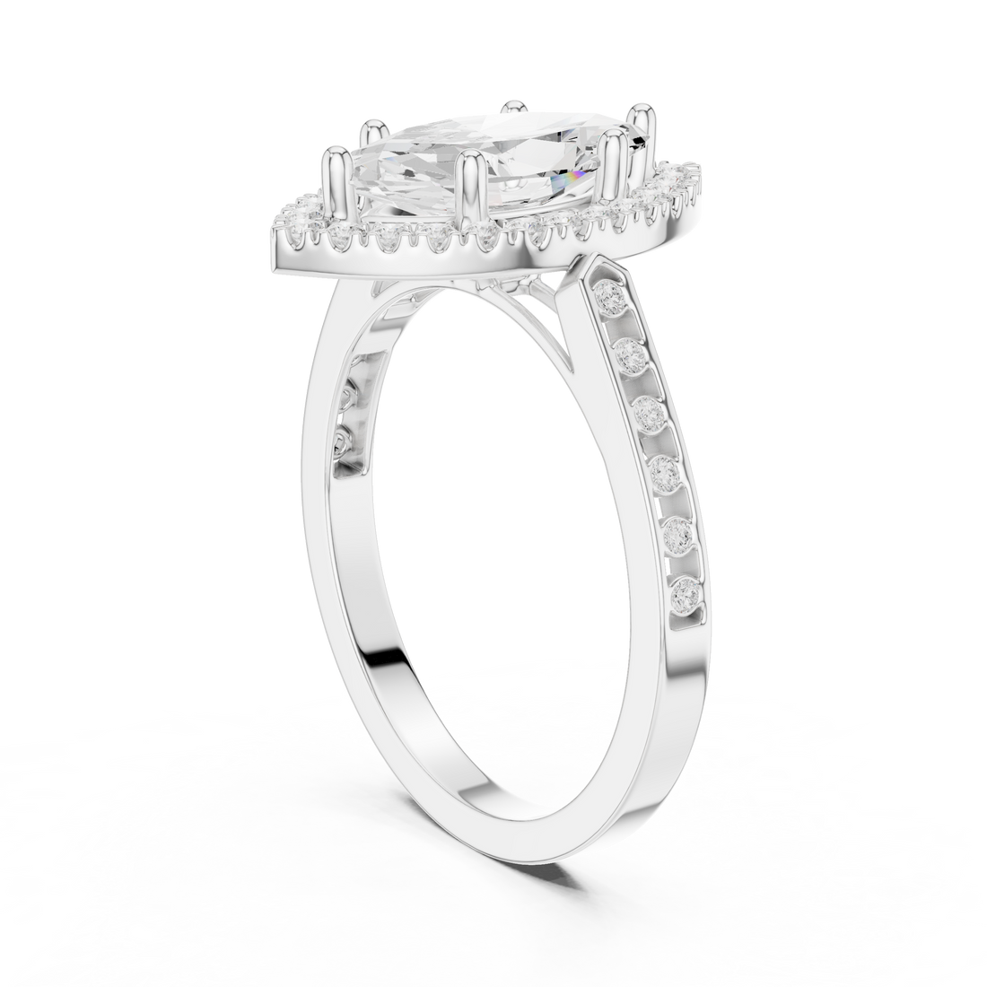 DDLR-349 MQ - Halo Marquise Ring - White Gold