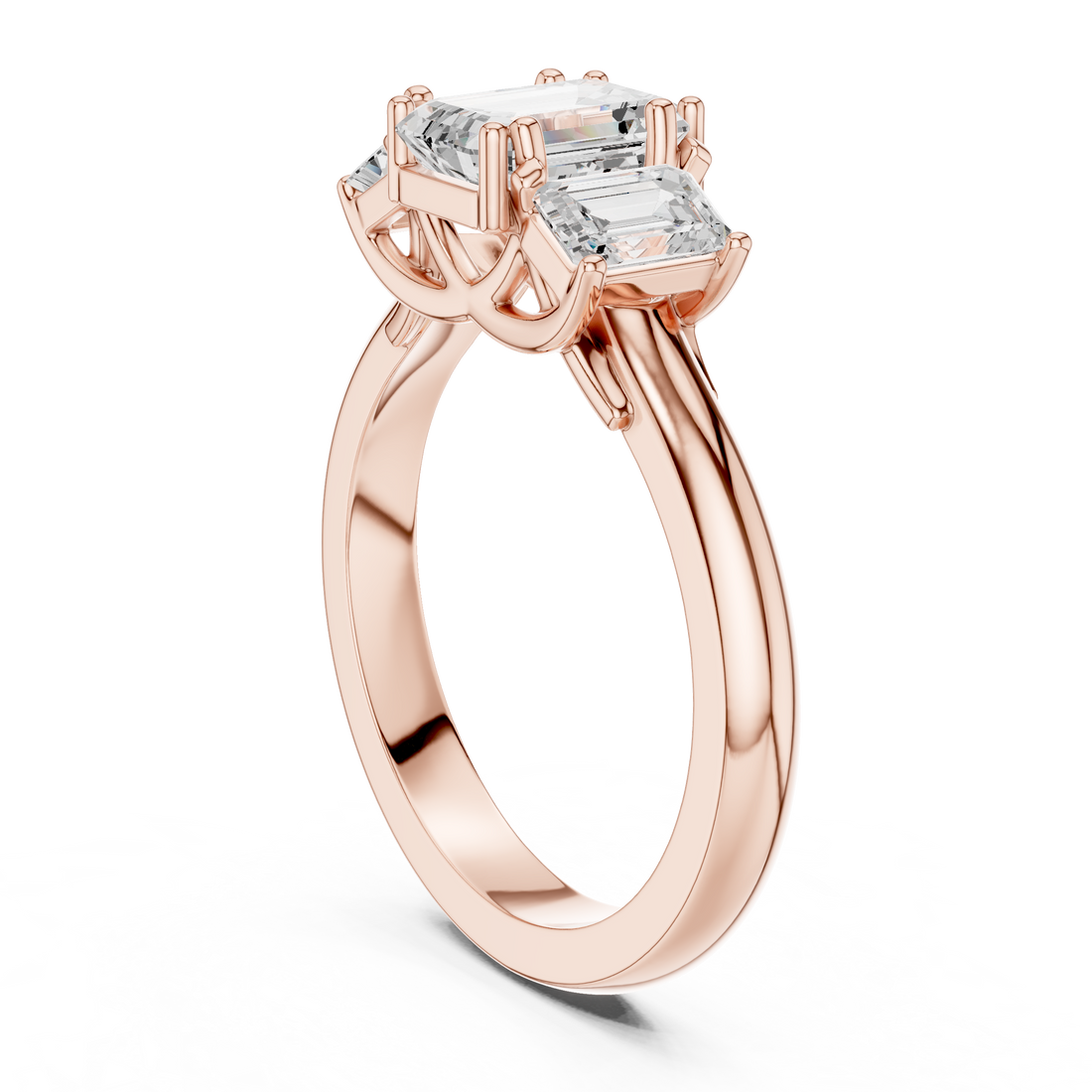 DDLR-1079 - Three Stone Emerald Ring - White Gold