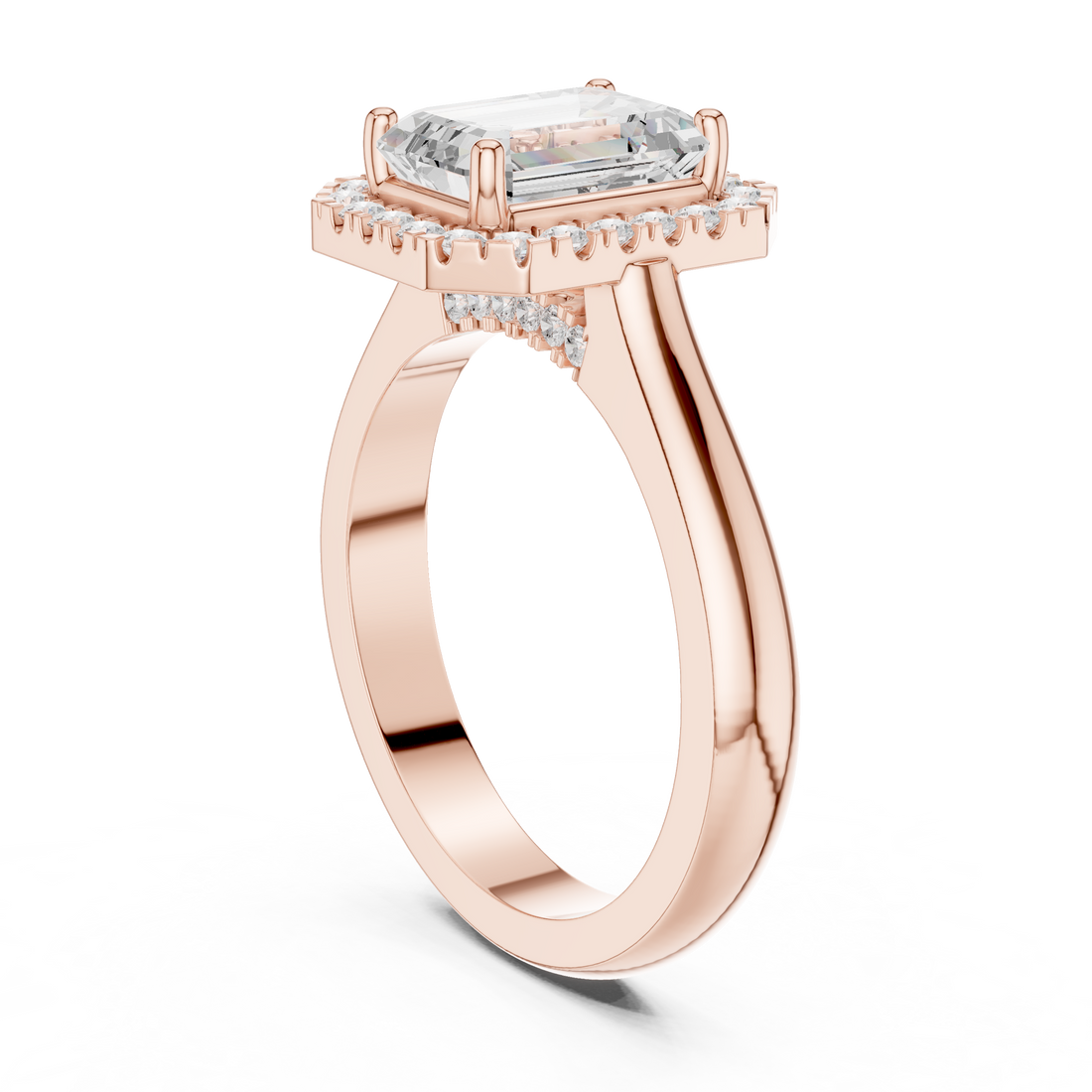 DDLR-338 EM - Halo Emerald Ring - White Gold