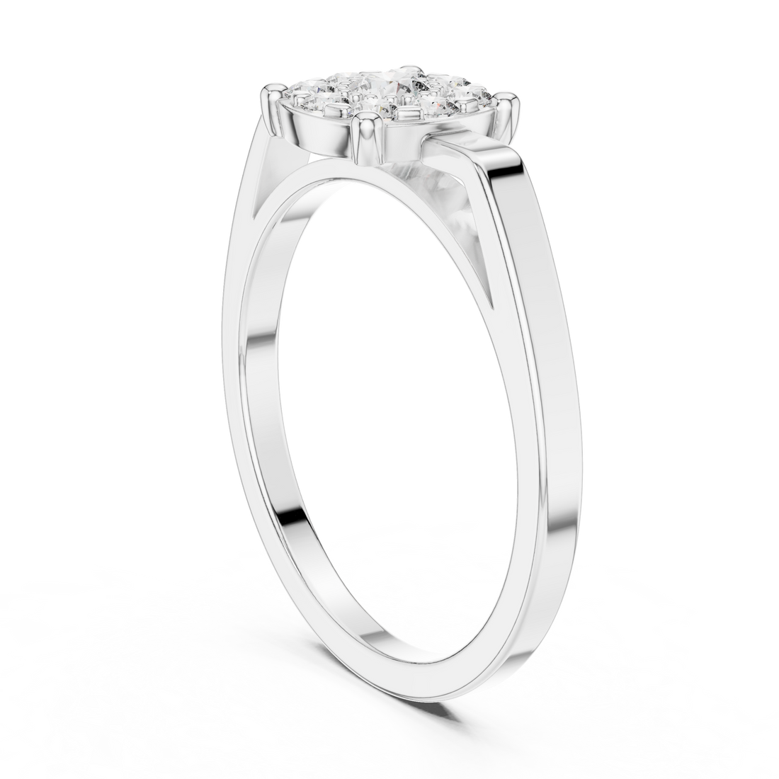 9#10065L - Fashion Round Ring - White Gold