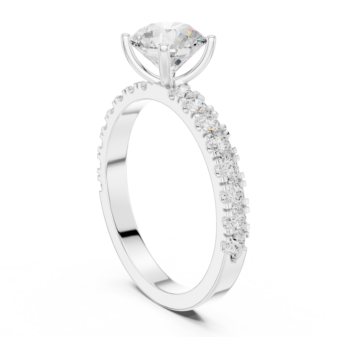 DDLR-1097 - Solitaire Round Ring - White Gold