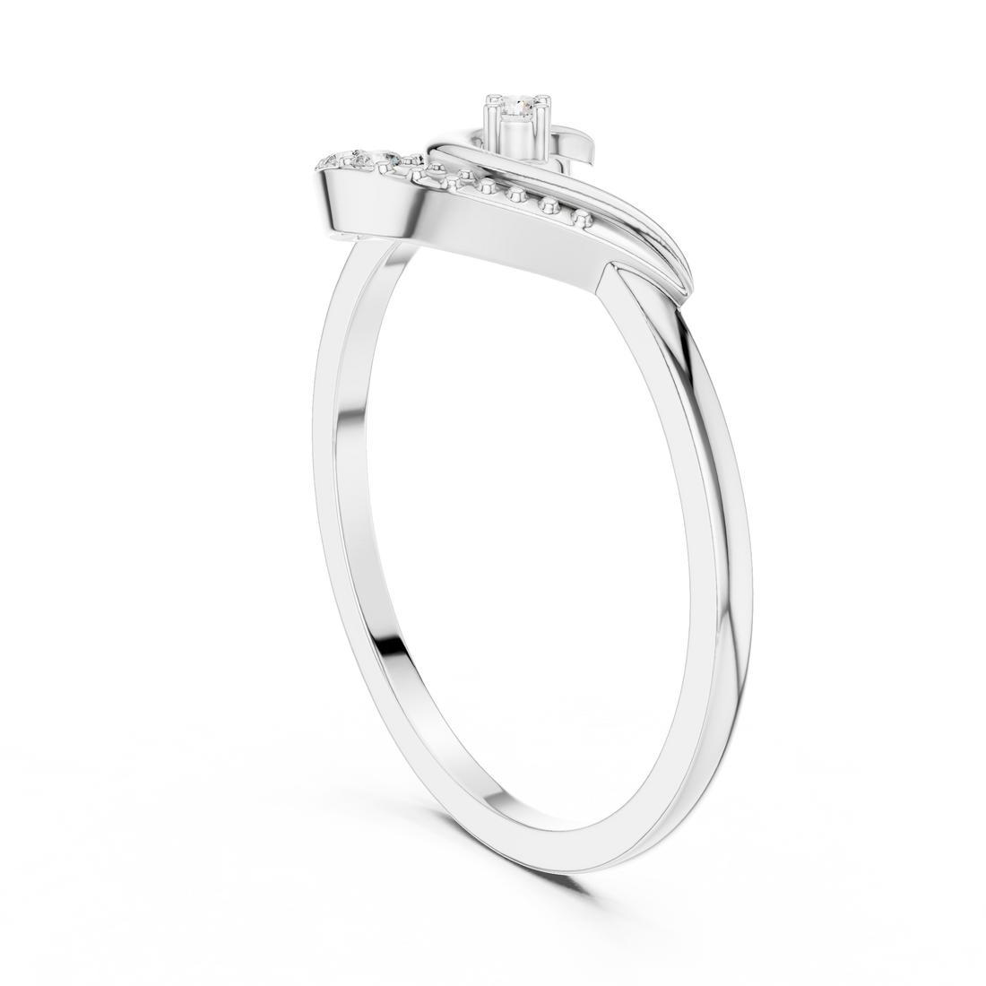 DR-6159 - Fashion Round Ring - White Gold