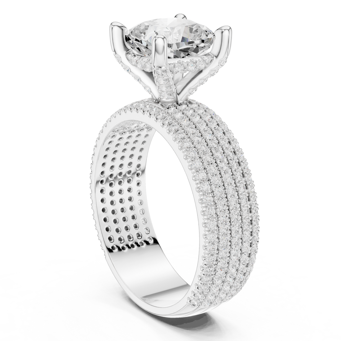 DDLR-261-CU - Solitaire Cushion Ring - White Gold