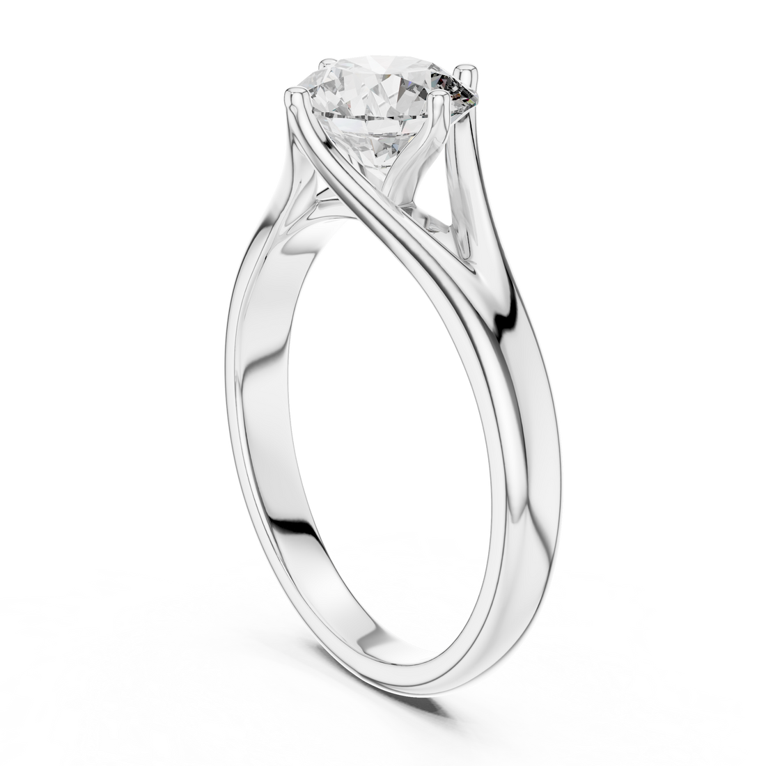 LR-0012 - Solitaire Round Ring - White Gold