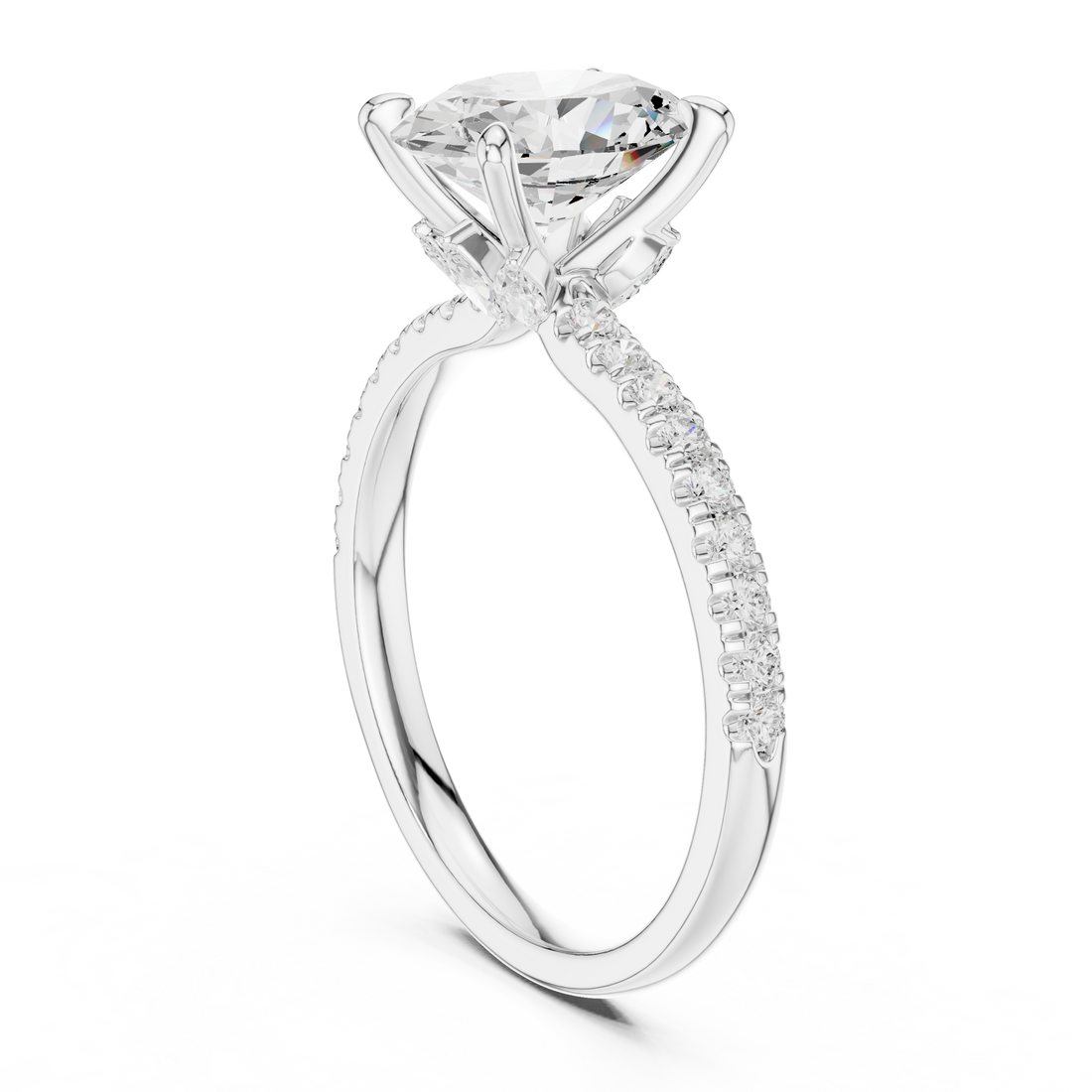 DDLR-1013 - Solitaire Oval Ring - White Gold