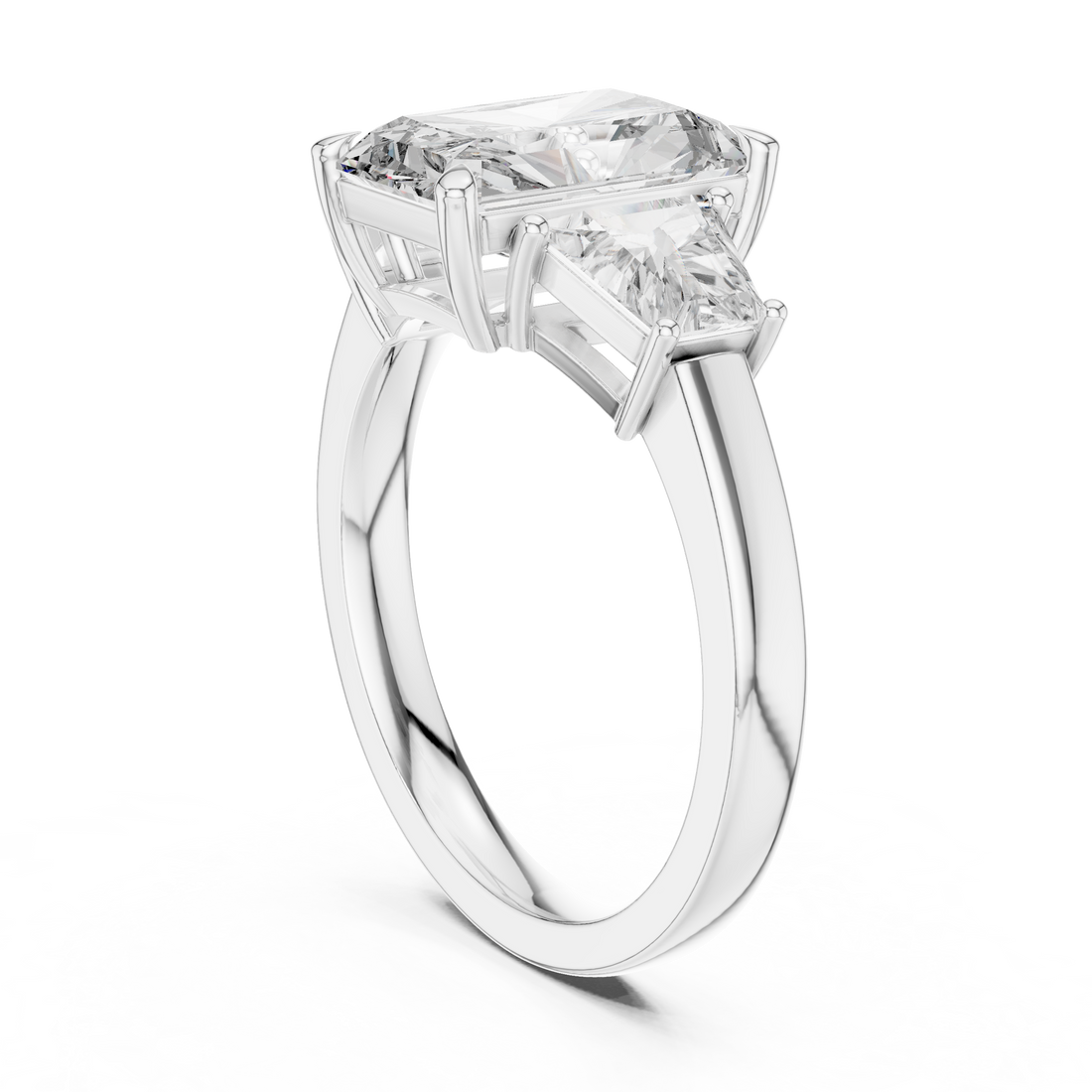 9#10041L_SS15 - Three Stone Radiant Ring - White Gold