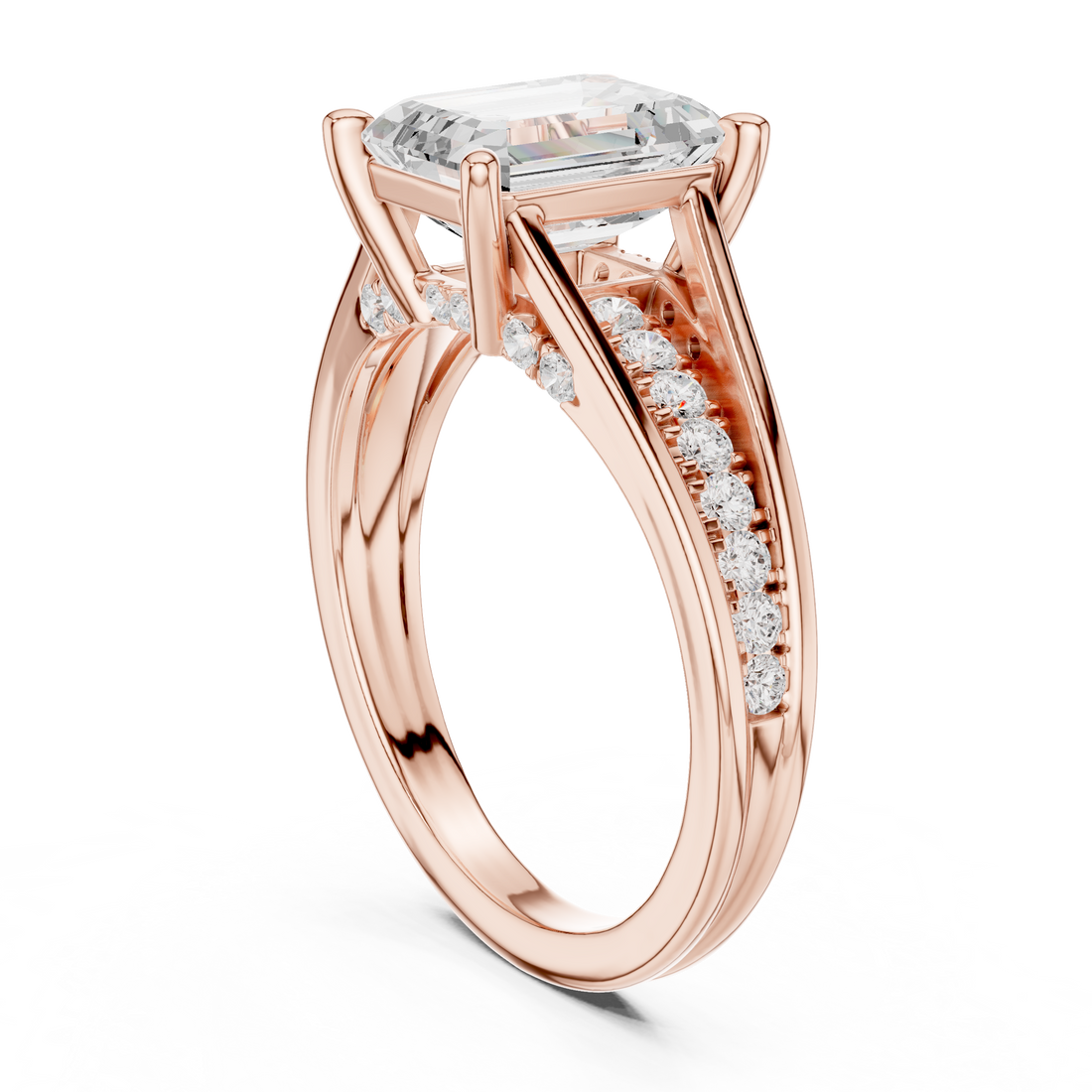 DDLR-253 - Split Shank Emerald Ring - White Gold