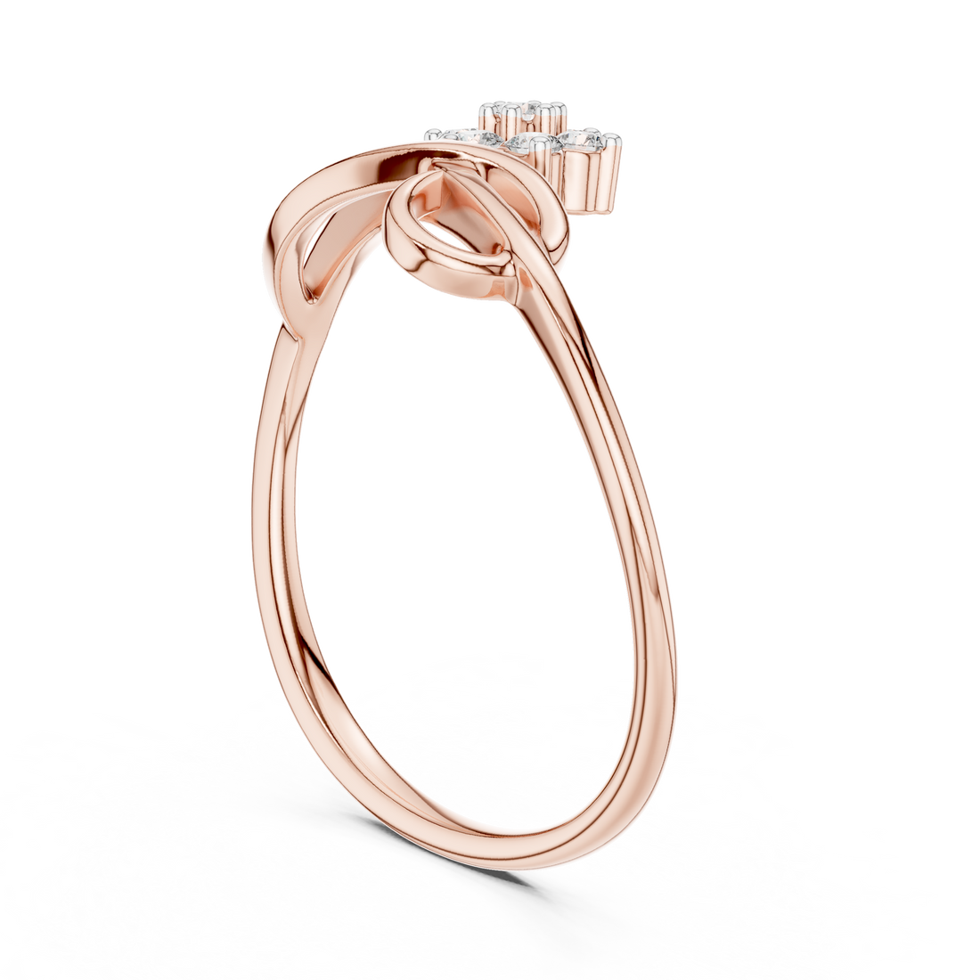 12#10029@L - Fashion Round Ring - White Gold