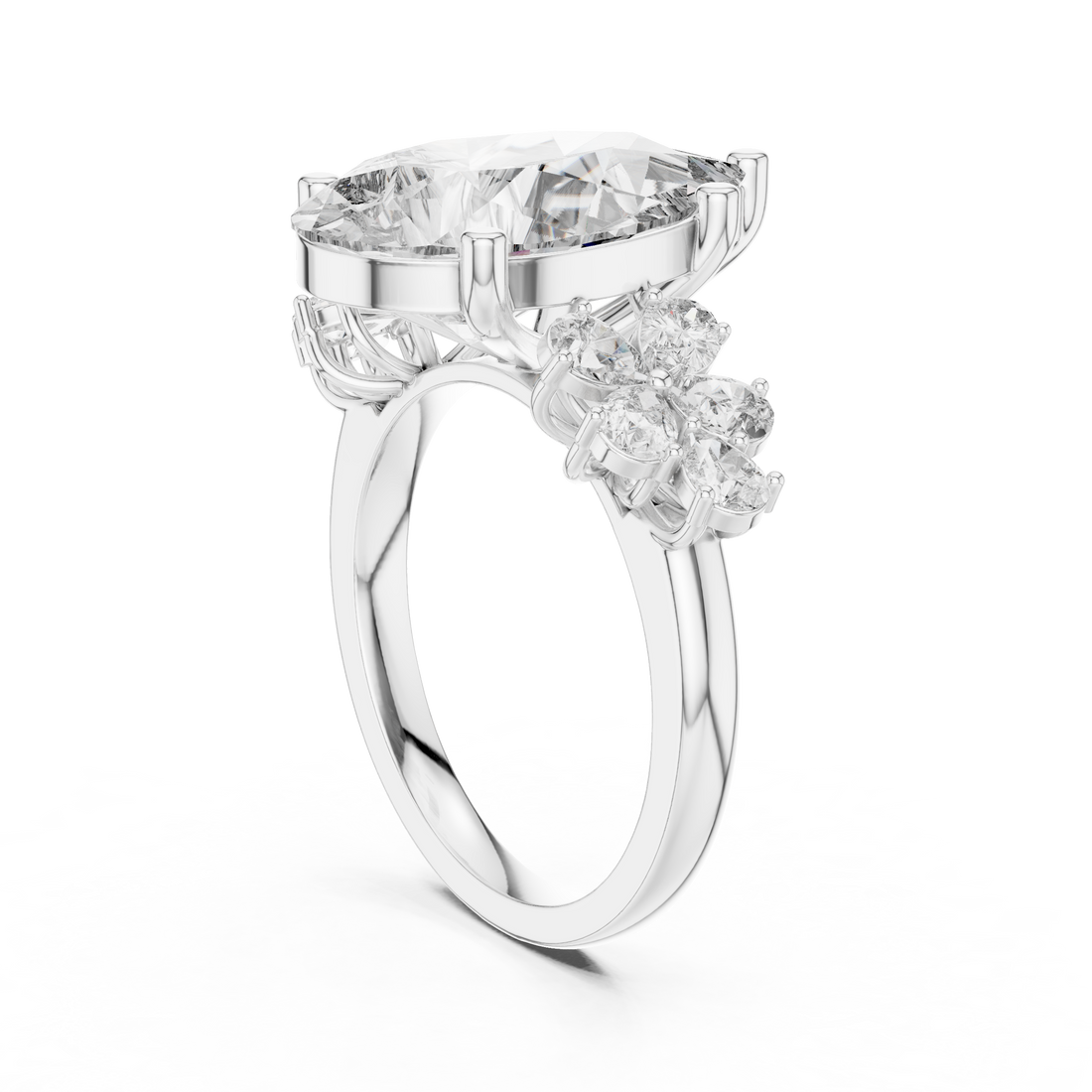 9#10024L_37 - Fashion Pear Ring - White Gold