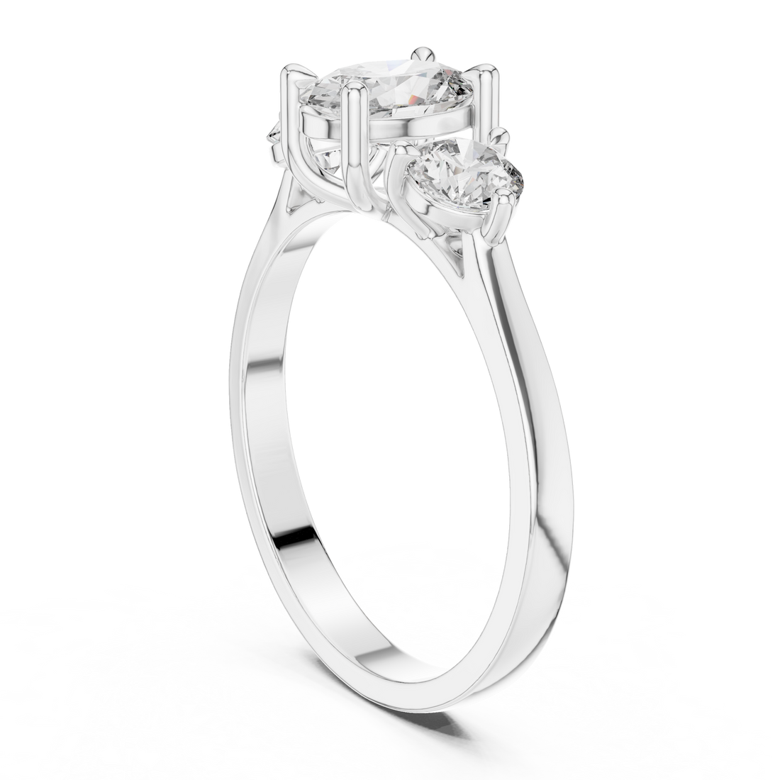 HLR-19 - Three Stone Oval Ring - White Gold