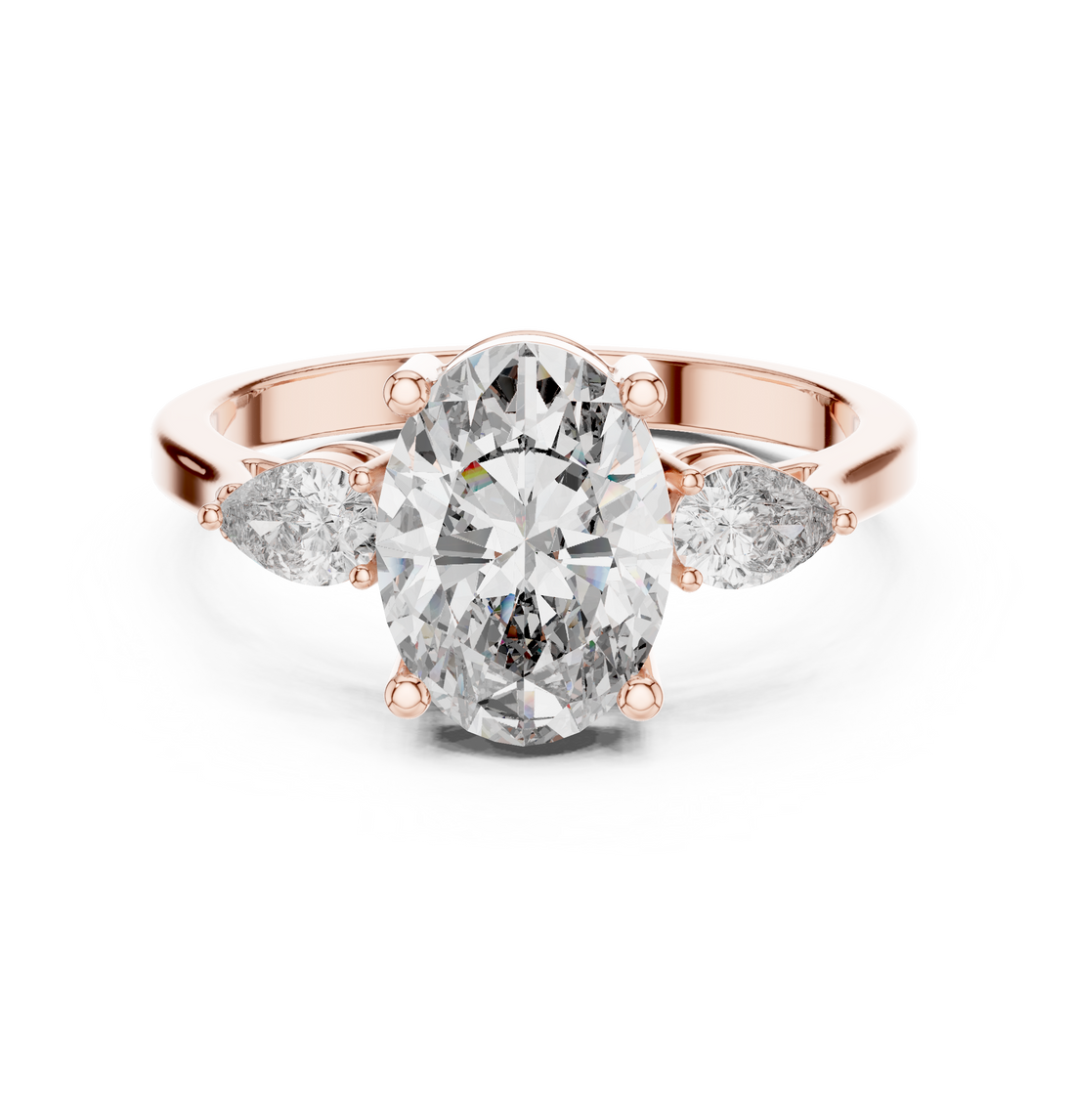 Three Stone Ring - Oval | ALJLR-491 - Rose Gold