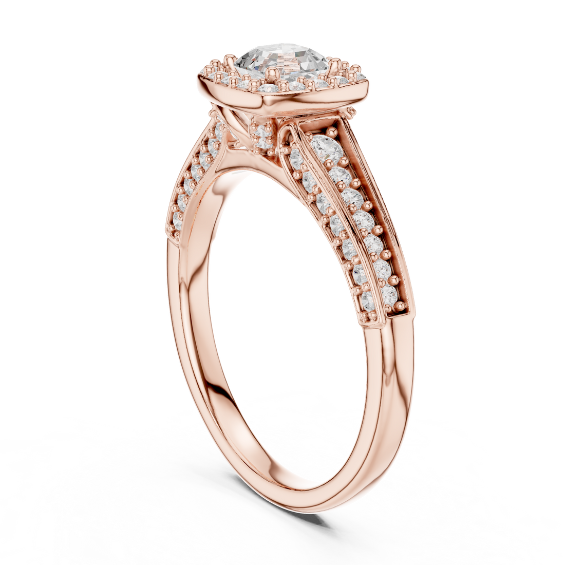 LR-0272 - Halo Emerald Ring - White Gold