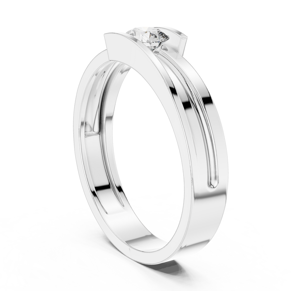 HLR-05 3MM - Solitaire Round Ring - White Gold