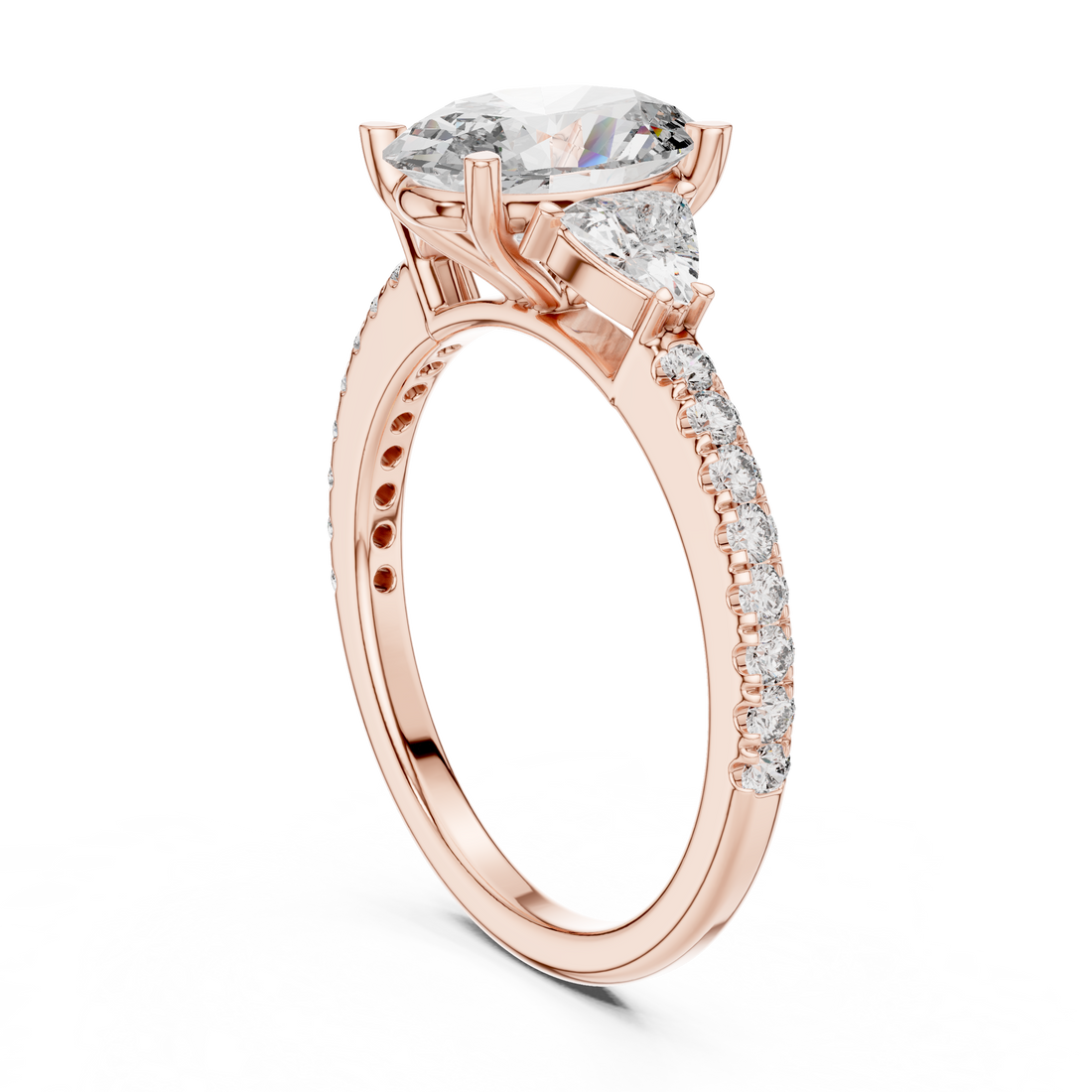 DDLR-184 - Three Stone Oval Ring - White Gold