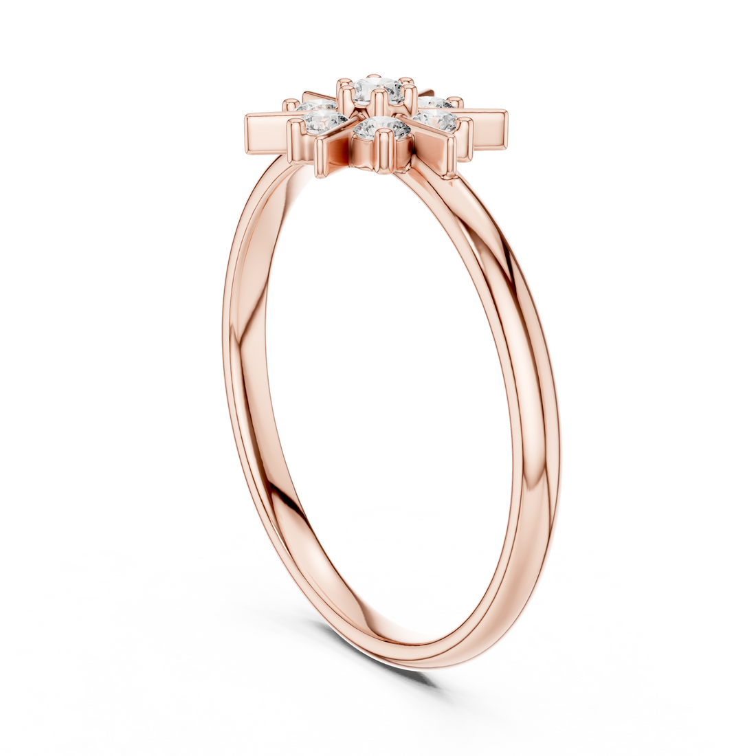 1 (357) - Fashion Round Ring - White Gold