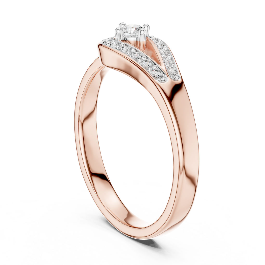12#10004@L - Fashion Round Ring - White Gold