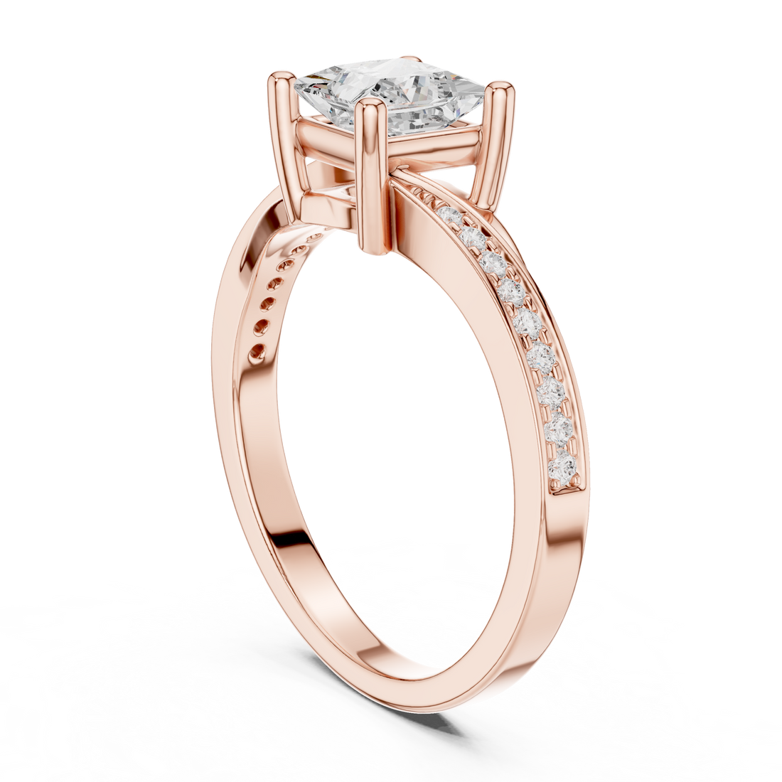 DDLR-525 - Solitaire Princess Ring - White Gold