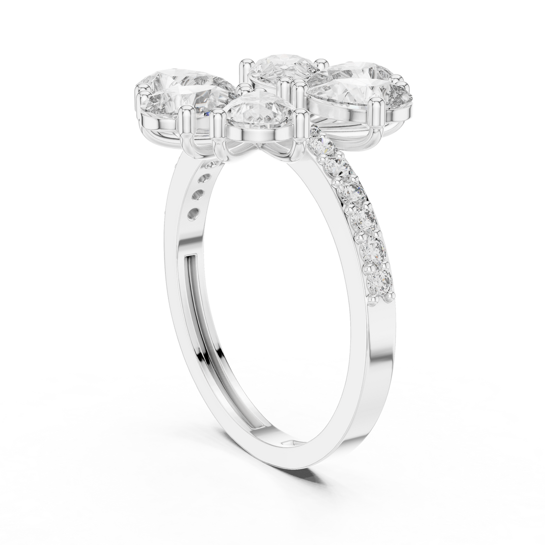 ALR-71 - Fashion Pear Ring - White Gold