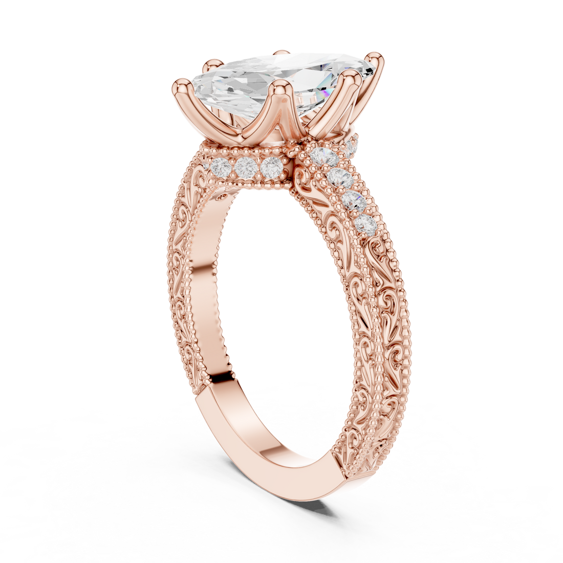 DDLR-166-MQ - Vintage Marquise Ring - White Gold