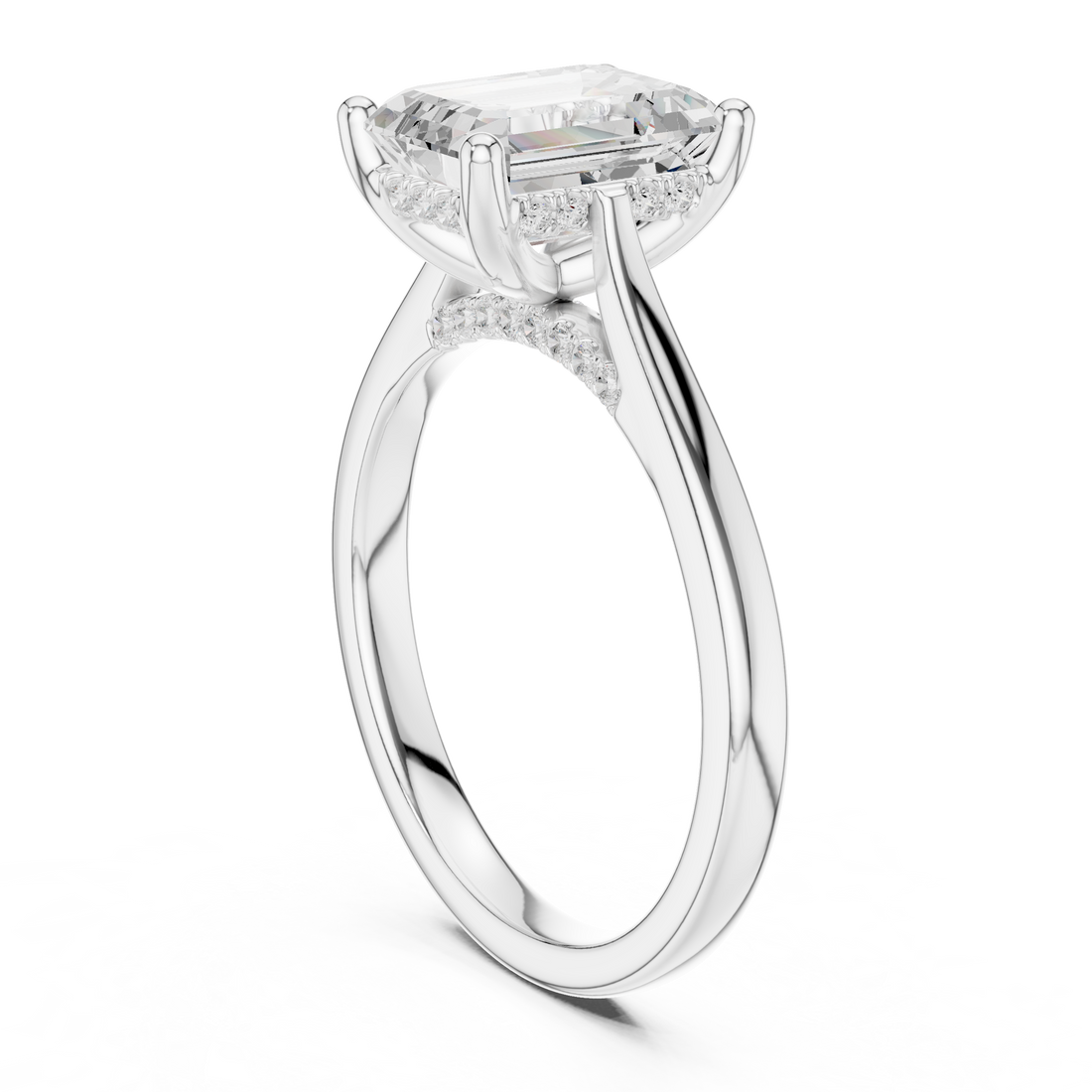 DDLR-163-R00837-EM - Solitaire Emerald Ring - White Gold