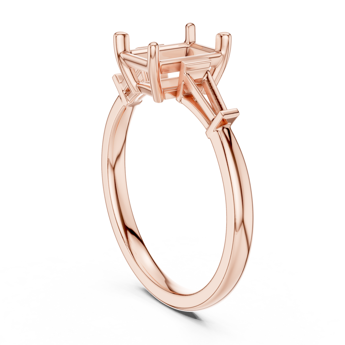 DDLR-117-EM - Three Stone Emerald Ring - White Gold