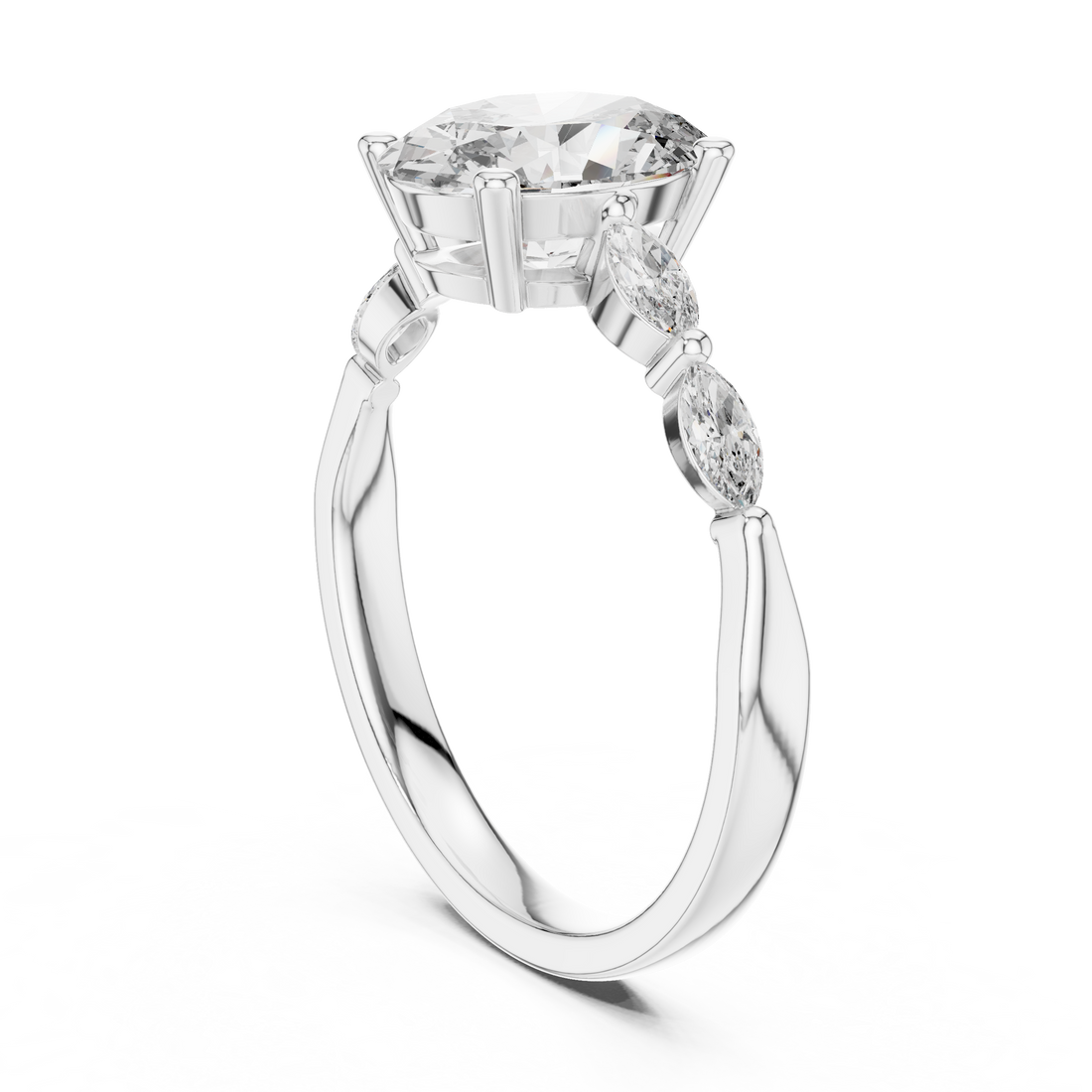 00001L (35) - Fashion Oval Ring - White Gold