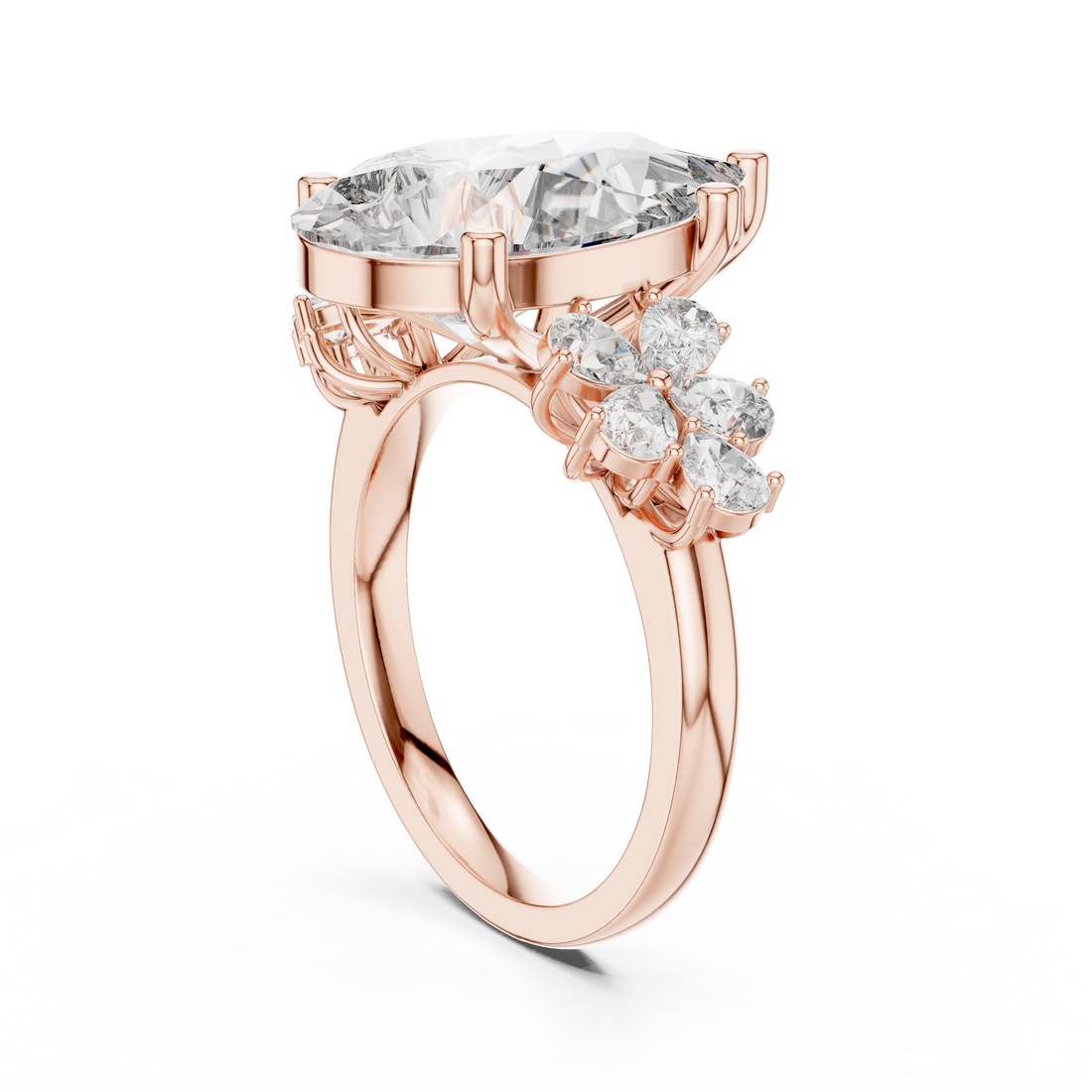 9#10024L_37 - Fashion Pear Ring - White Gold