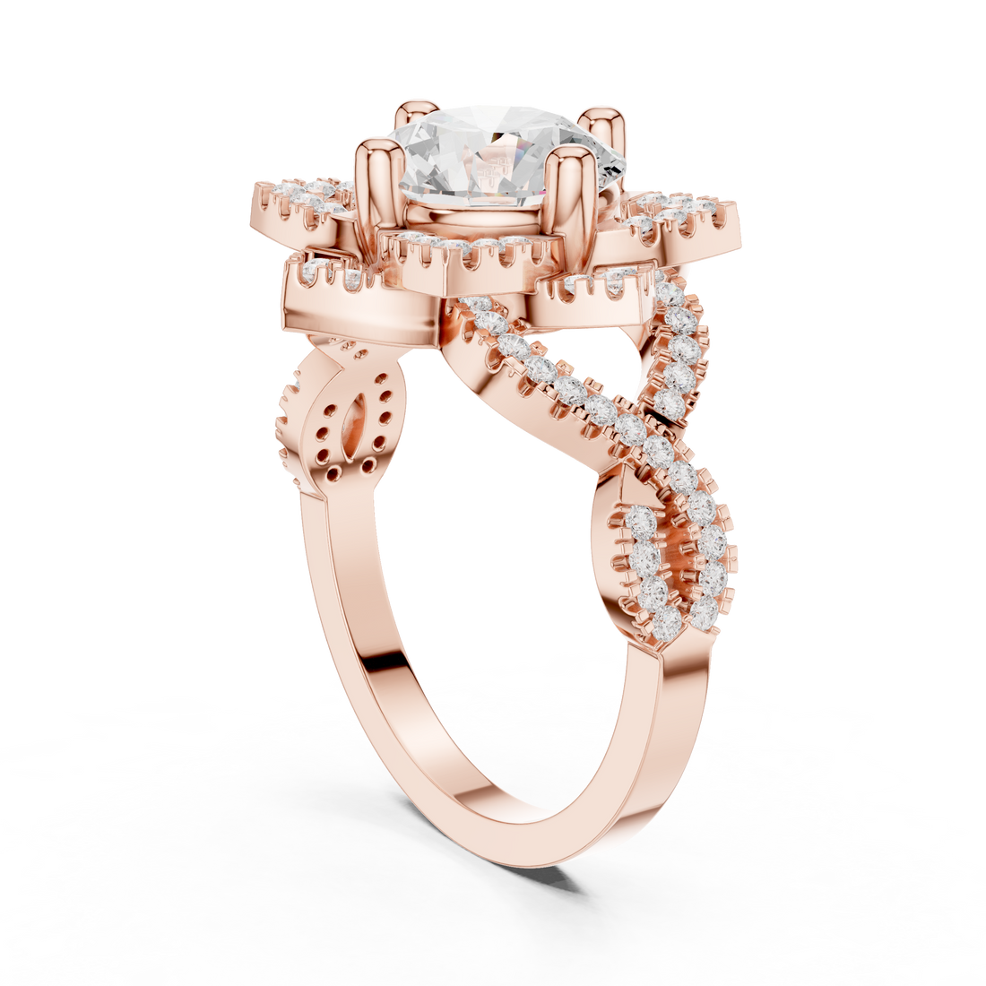 DDLR-411 - Halo Round Ring - White Gold
