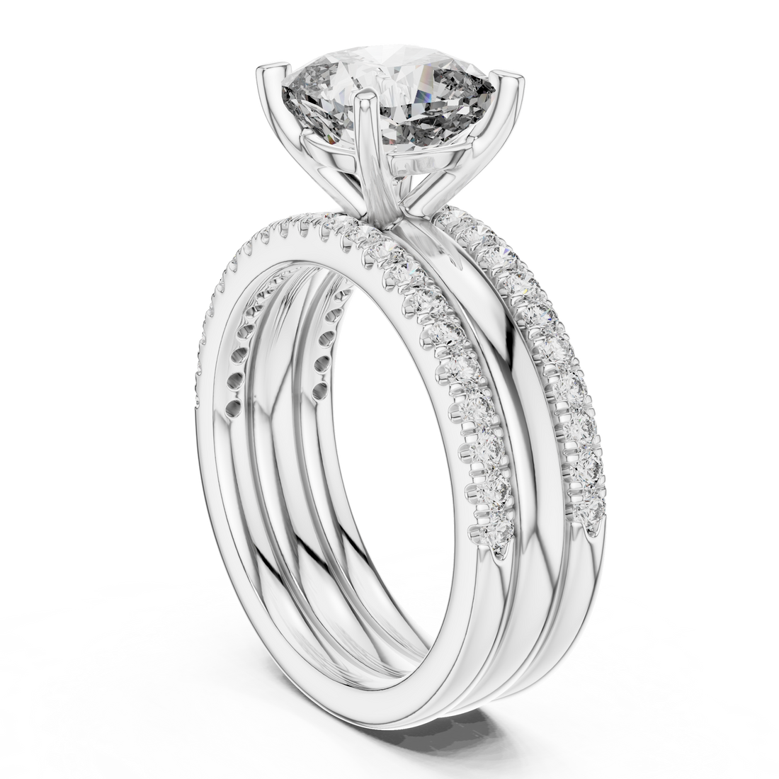 1053 - Solitaire Cushion Ring - White Gold