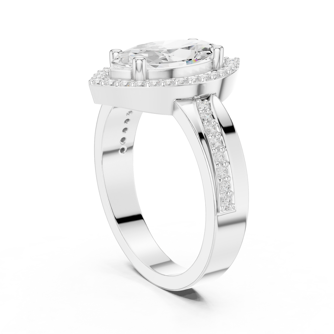 DDLR-355 - Halo Marquise Ring - White Gold
