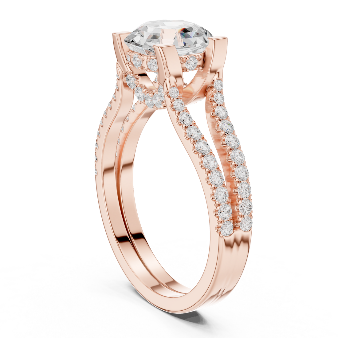 DDLR-182-OC - Split Shank Asscher Ring - White Gold