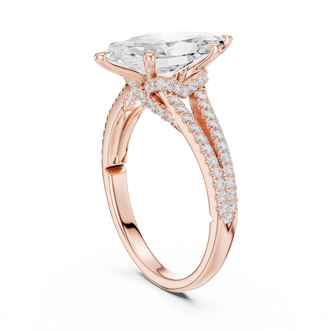 DDLR-252 - MARQUISE - Split Shank Marquise Ring - White Gold